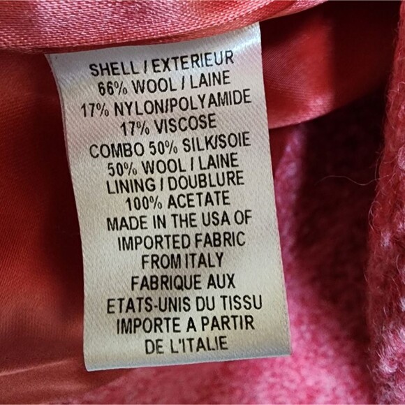 Milly Coat Women Sz 4 Pink Wool Silk Blend Double Breasted Button Lined Textured - Picture 12 of 13
